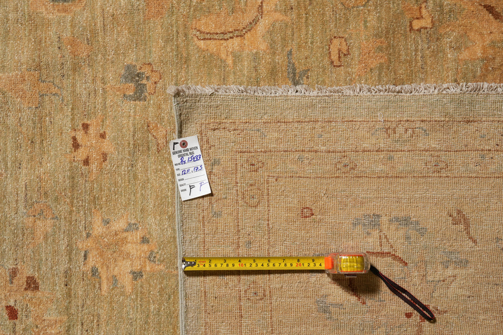 13 x 17.5 Light Green Chobi Peshawar Zigler Rug Sale #PIX-15433