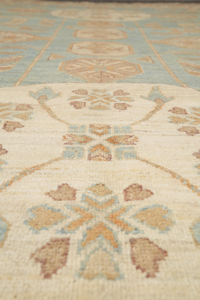 9 x 11.9 Light Blue New Handmade Chotan Chobi Peshawar Rug #F-4245