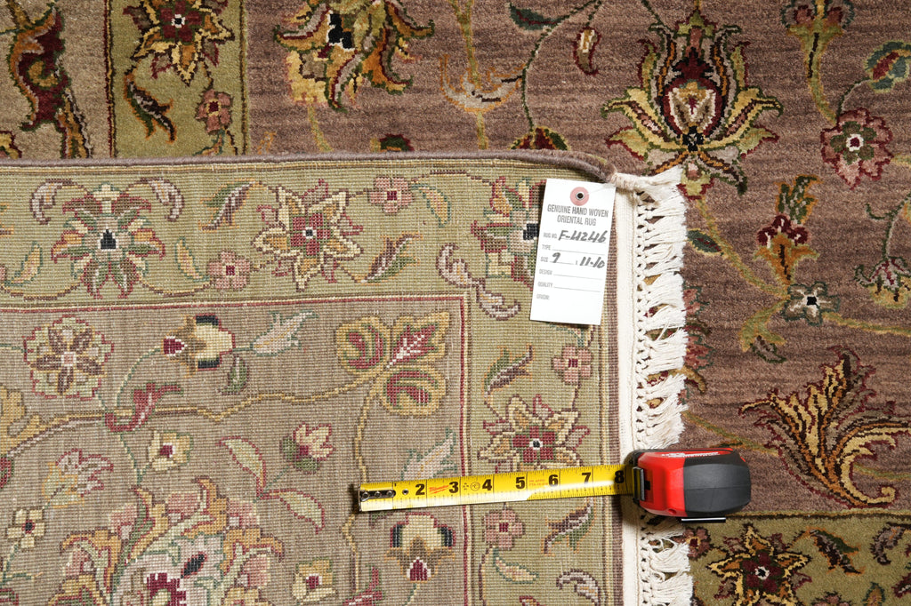9 x 12 High Quality Wool and SIlk Jaipur Rug Brown Green Carpet #F-4246