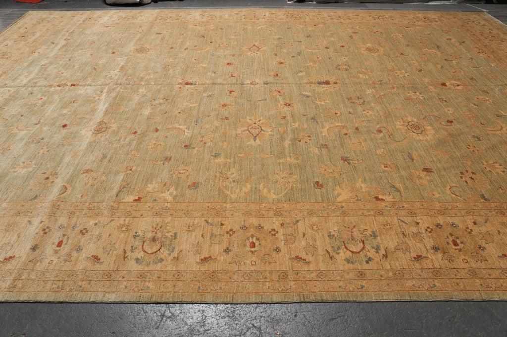 12.11 x 17.5 Light Green Chobi Peshawar Zigler Rug Sale