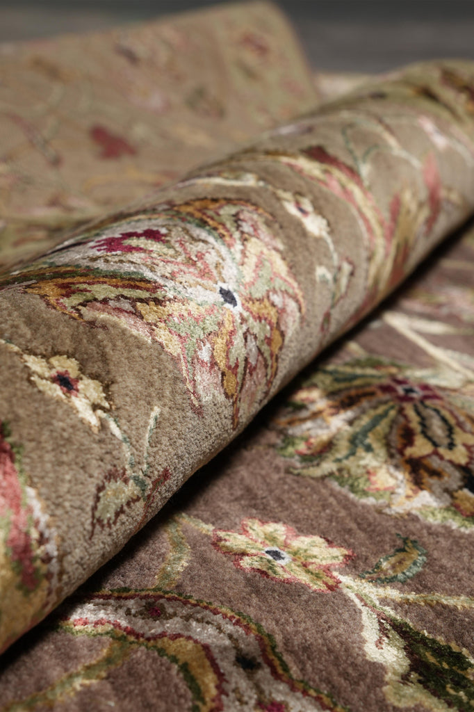9 x 12 High Quality Wool and SIlk Jaipur Rug Brown Green Carpet #F-4246