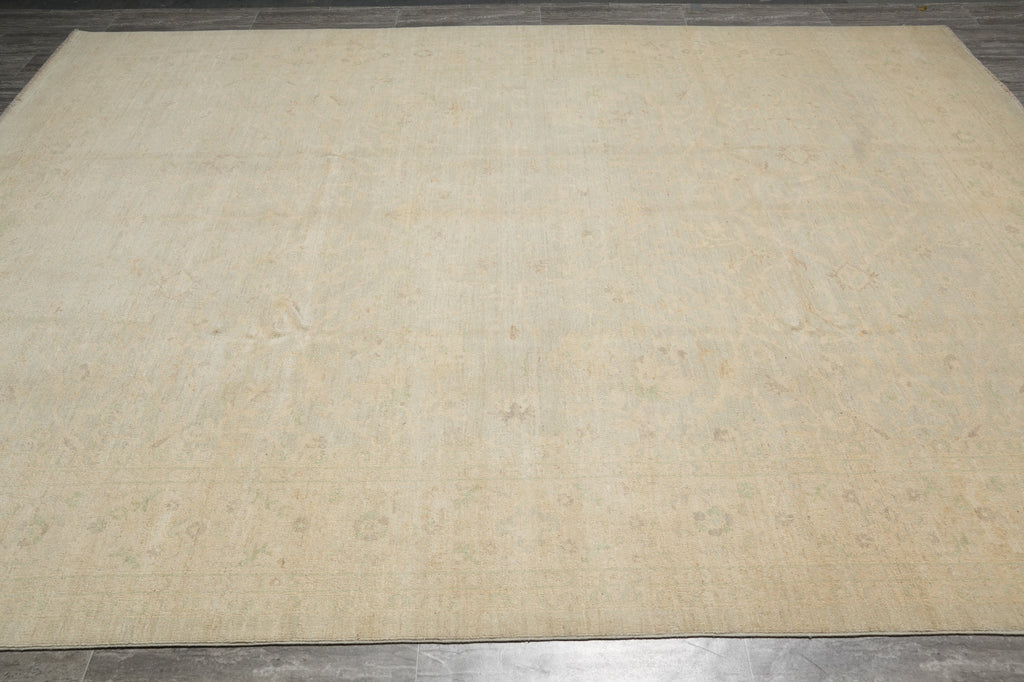 Beige rug on a wooden floor