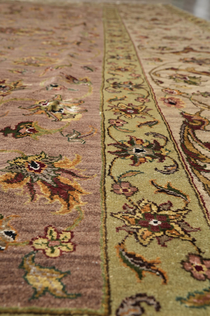 9 x 12 High Quality Wool and SIlk Jaipur Rug Brown Green Carpet #F-4246