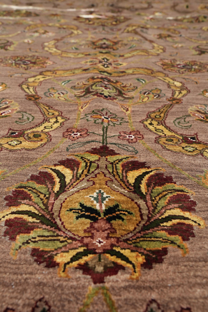 9 x 12 High Quality Wool and SIlk Jaipur Rug Brown Green Carpet #F-4246