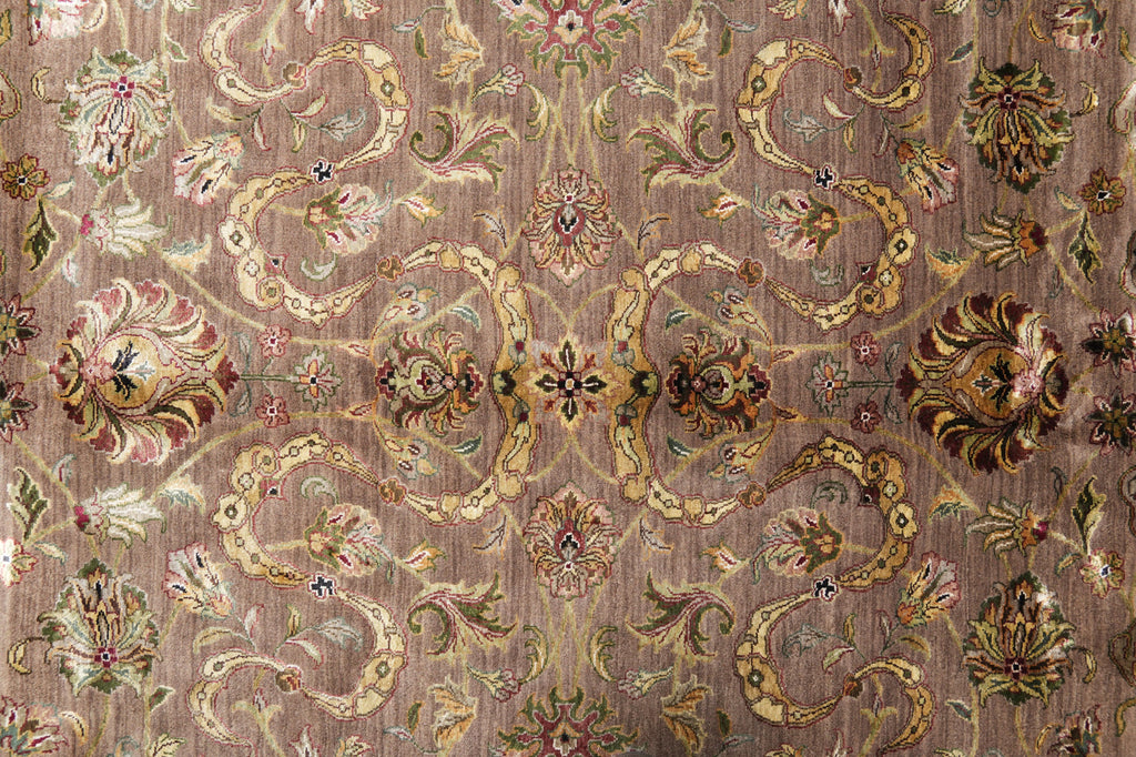 9 x 12 High Quality Wool and SIlk Jaipur Rug Brown Green Carpet #F-4246