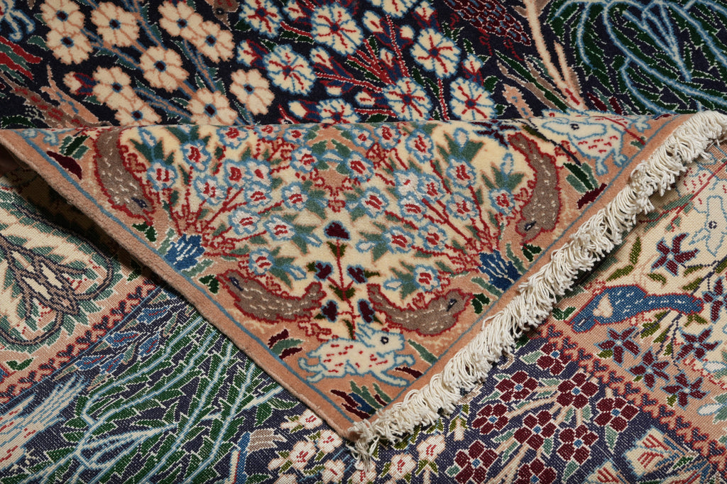 4.3 x 6.9 Authentic Persian Nain Rug Wool & Silk Exotic Paradize Pattern #PIX-8197