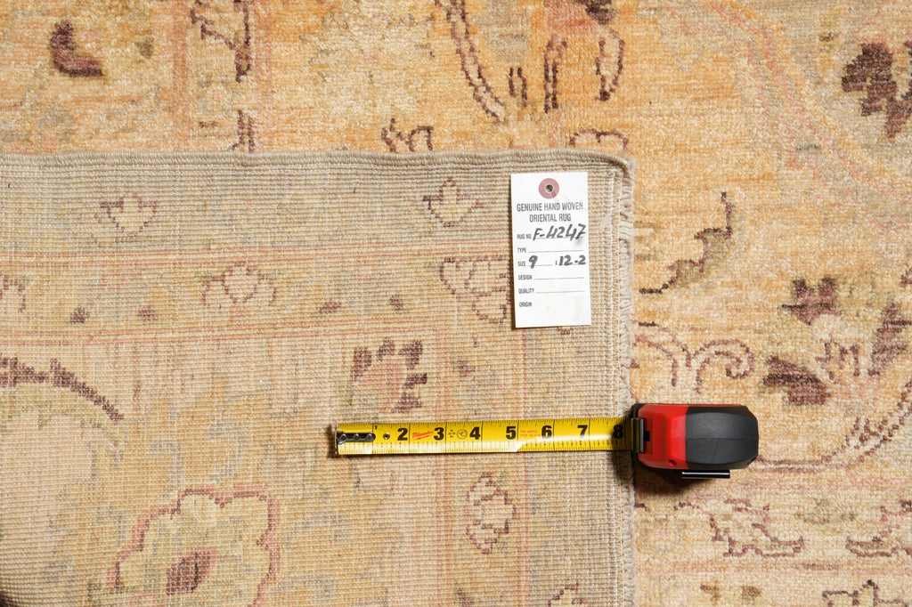 9 x 12 Neutral Warm Colors Natural Wool Chobi Peshawar Rug #F-4247