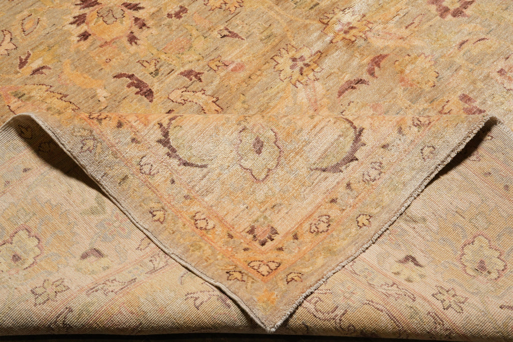 9 x 12 Neutral Warm Colors Natural Wool Chobi Peshawar Rug #F-4247