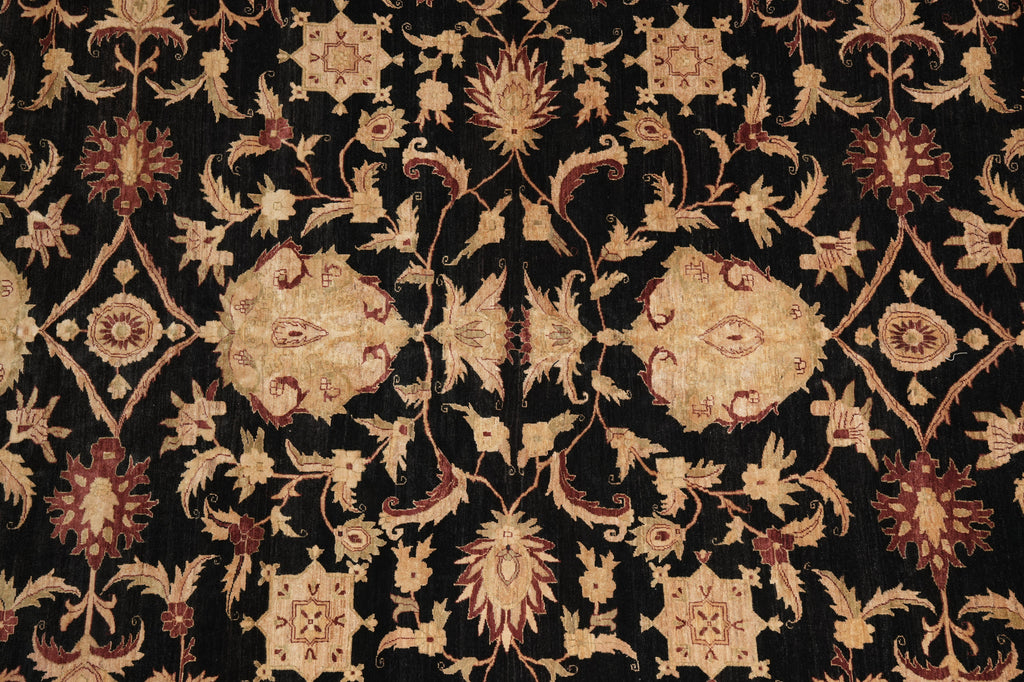 13 x 18 Chobi Peshawar transitional style rug Black Burgundy #PIX-328