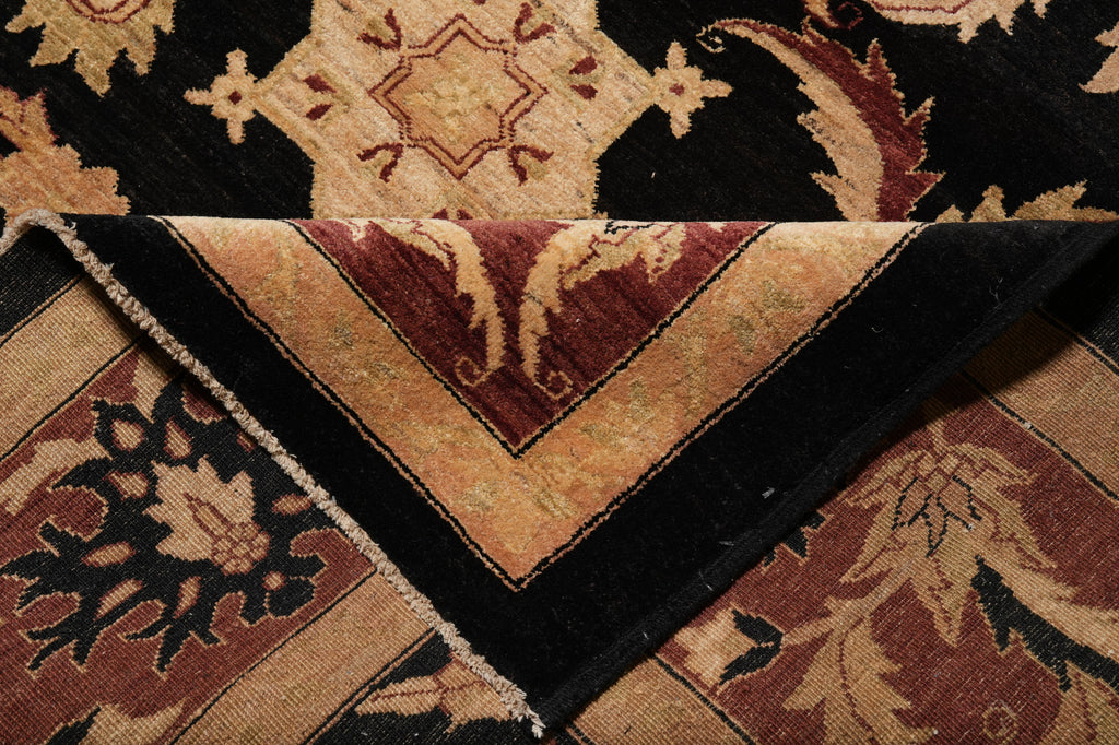 13 x 18 Chobi Peshawar transitional style rug Black Burgundy #PIX-328