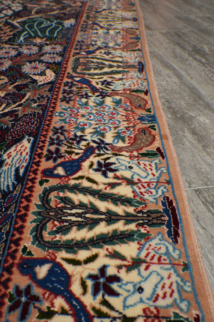4.3 x 6.9 Authentic Persian Nain Rug Wool & Silk Exotic Paradize Pattern #PIX-8197