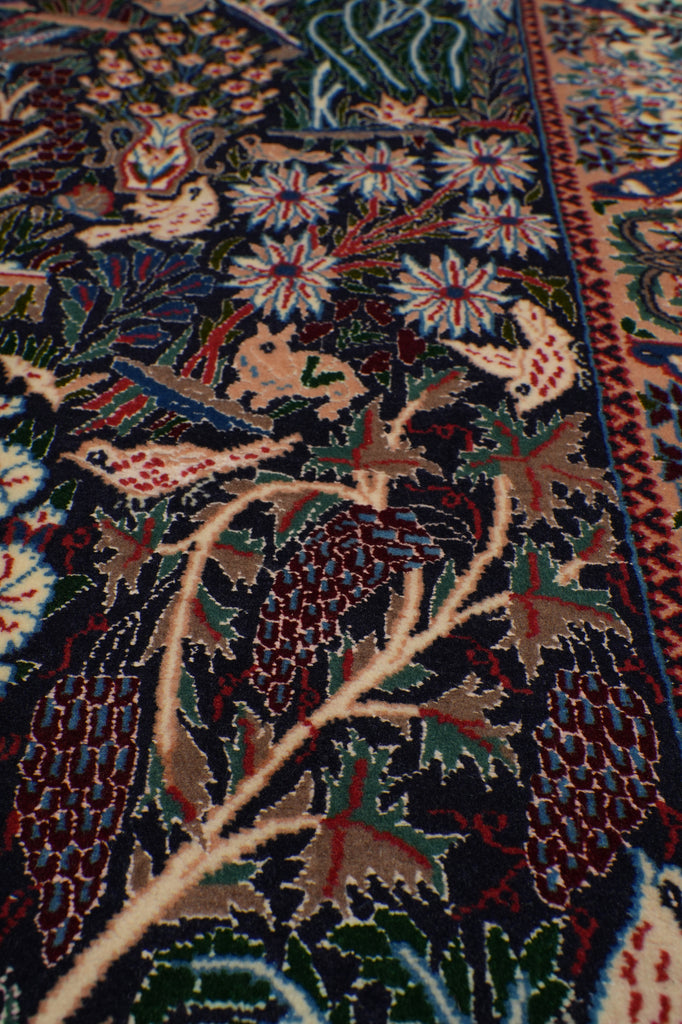 4.3 x 6.9 Authentic Persian Nain Rug Wool & Silk Exotic Paradize Pattern #PIX-8197