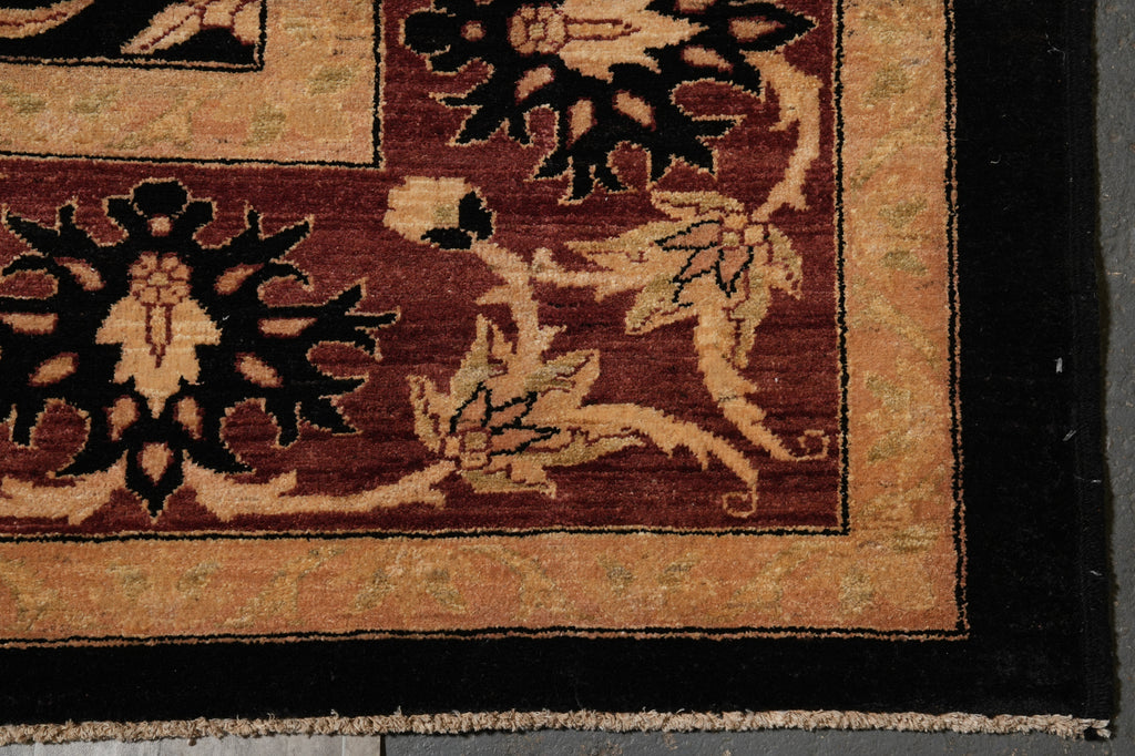 13 x 18 Chobi Peshawar transitional style rug Black Burgundy #PIX-328