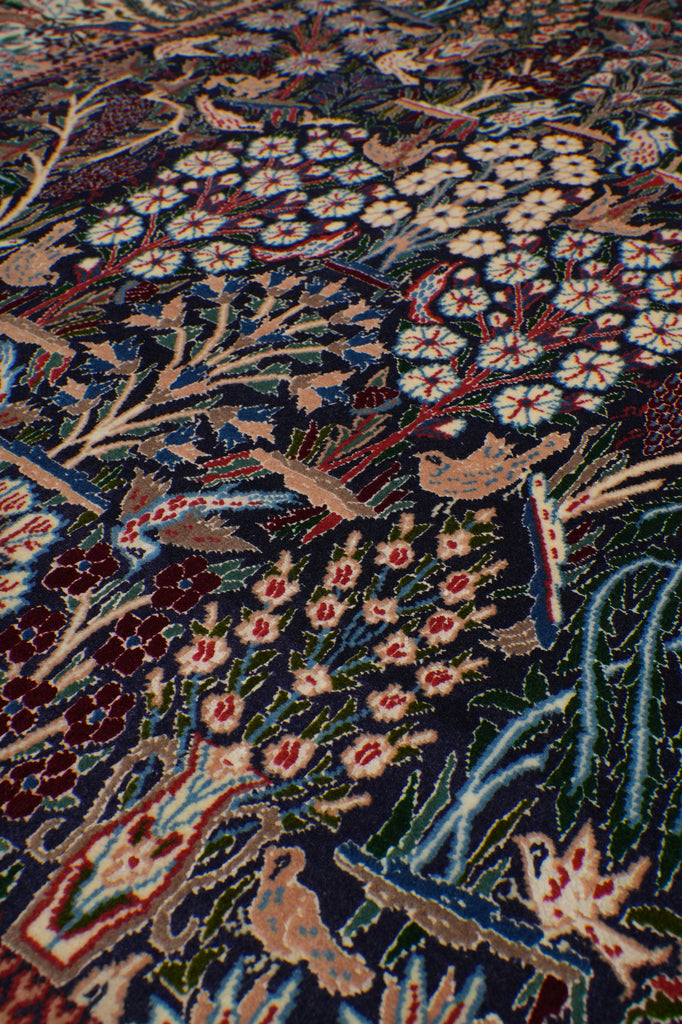 4.3 x 6.9 Authentic Persian Nain Rug Wool & Silk Exotic Paradize Pattern #PIX-8197
