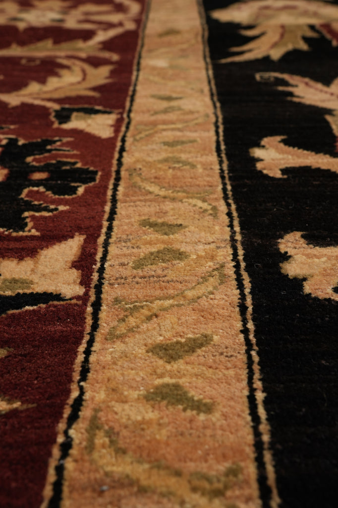 13 x 18 Chobi Peshawar transitional style rug Black Burgundy #PIX-328