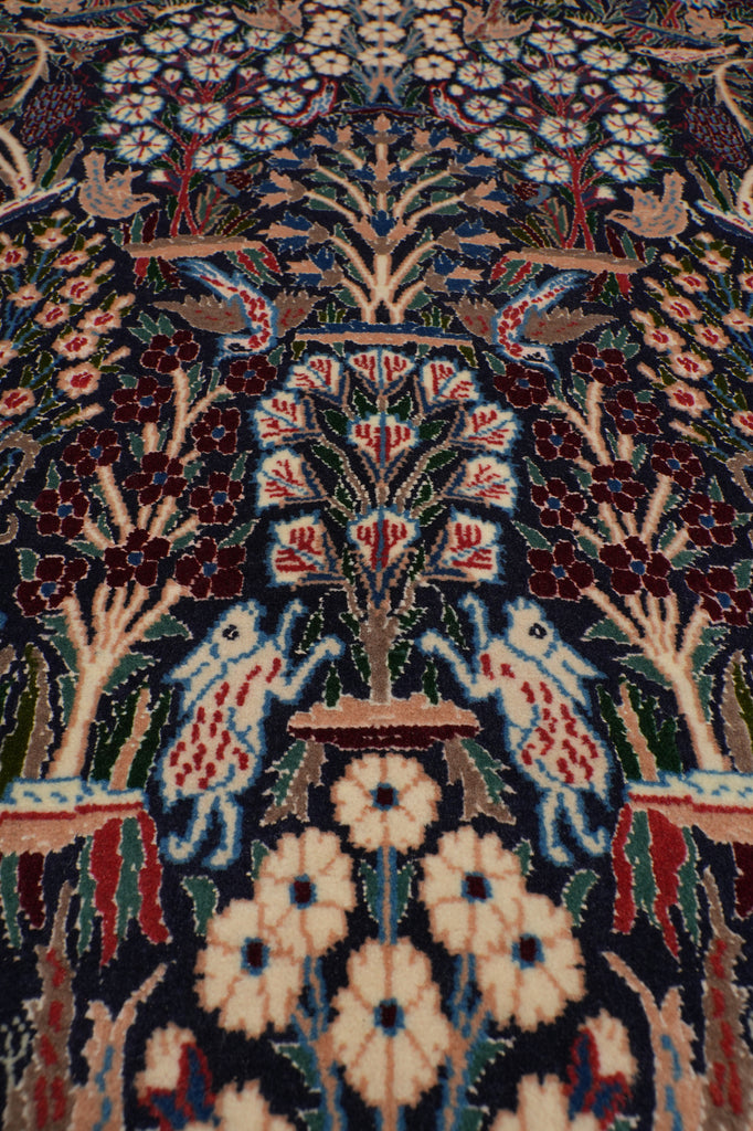 4.3 x 6.9 Authentic Persian Nain Rug Wool & Silk Exotic Paradize Pattern #PIX-8197