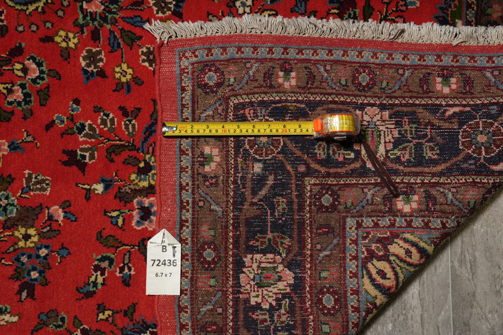 6.7 x 7 Ark Coral Fine Persian Sarouk Rug #B-72436