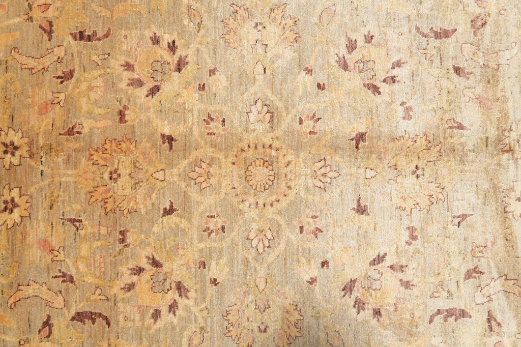 9 x 12 Neutral Warm Colors Natural Wool Chobi Peshawar Rug #F-4247