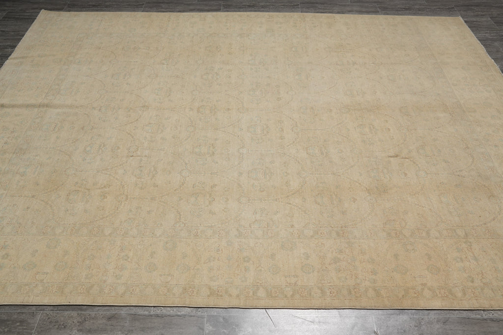 Beige rug on a wooden floor