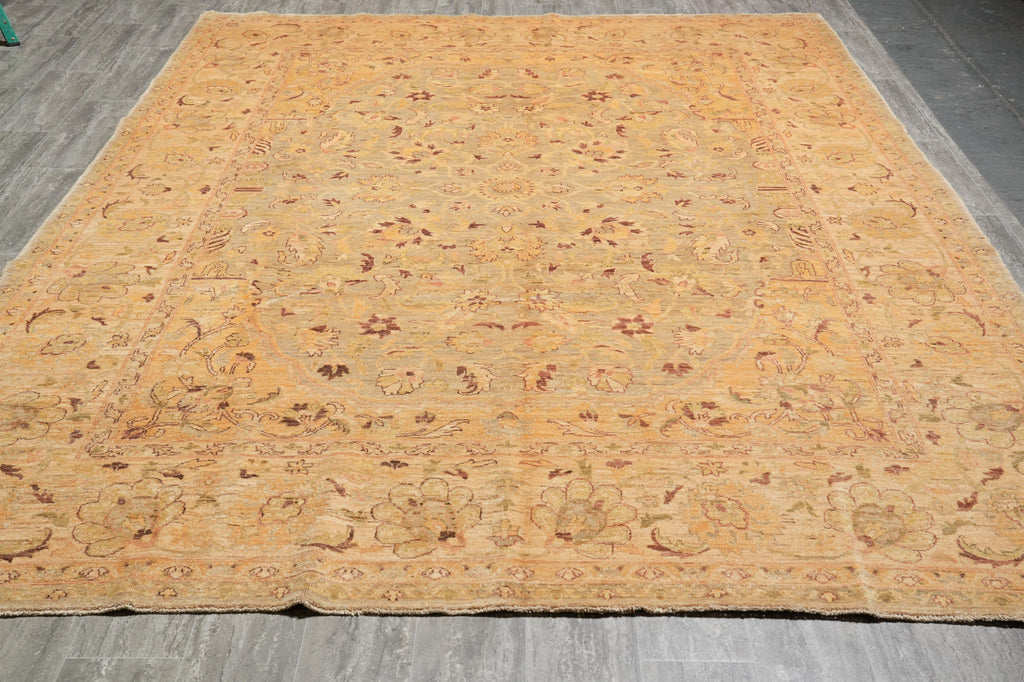 9 x 12 Neutral Warm Colors Natural Wool Chobi Peshawar Rug #F-4247