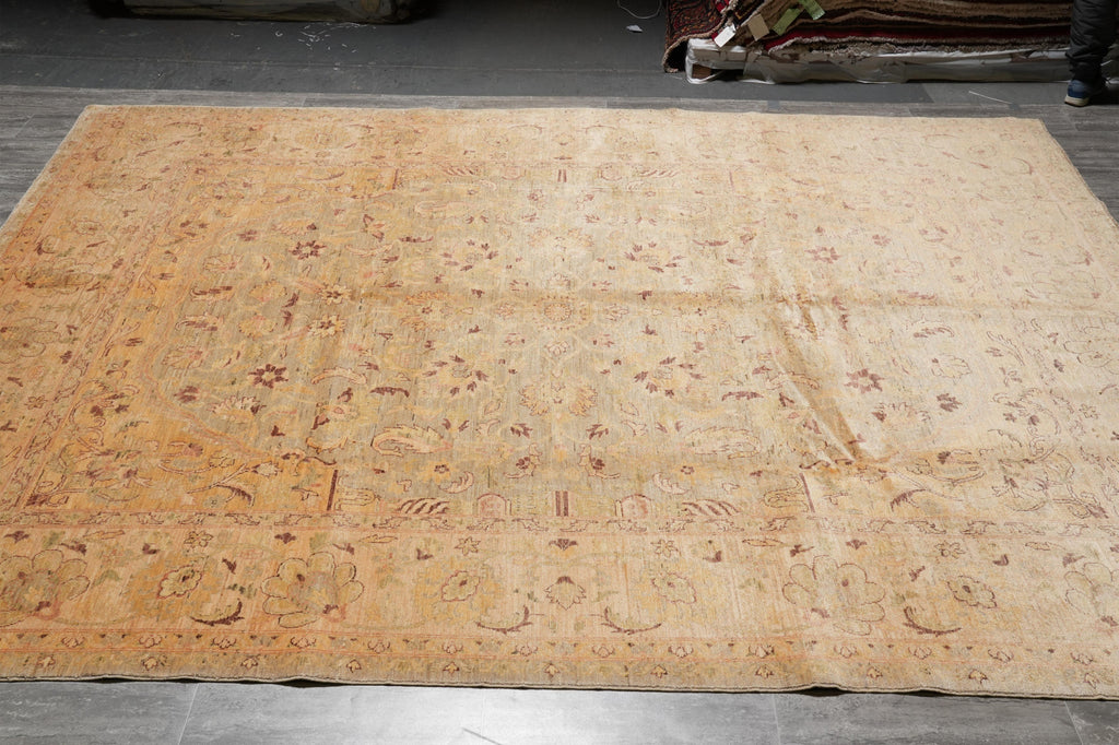 9 x 12 Neutral Warm Colors Natural Wool Chobi Peshawar Rug #F-4247