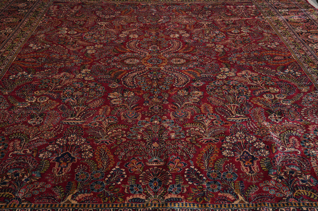 12 x 15 Antique Persian Sarouk Rug 1930's #PIX-416