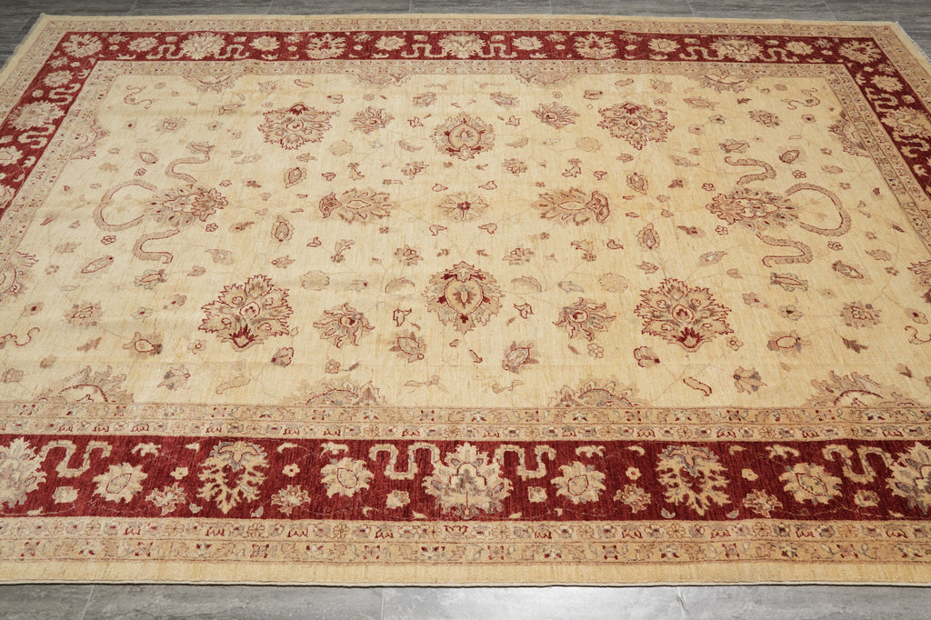 Decorative rug with intricate patterns on a plain background