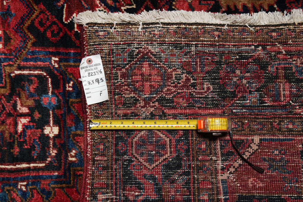 7.5 x 9.4 Salmon Red Persian Heriz Rug #B-82346