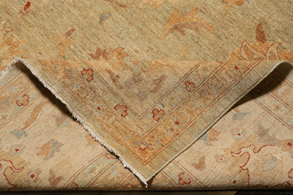 14 x 19.7 Light Green Natural Wool Chobi Peshawar Rug #PIX-15423