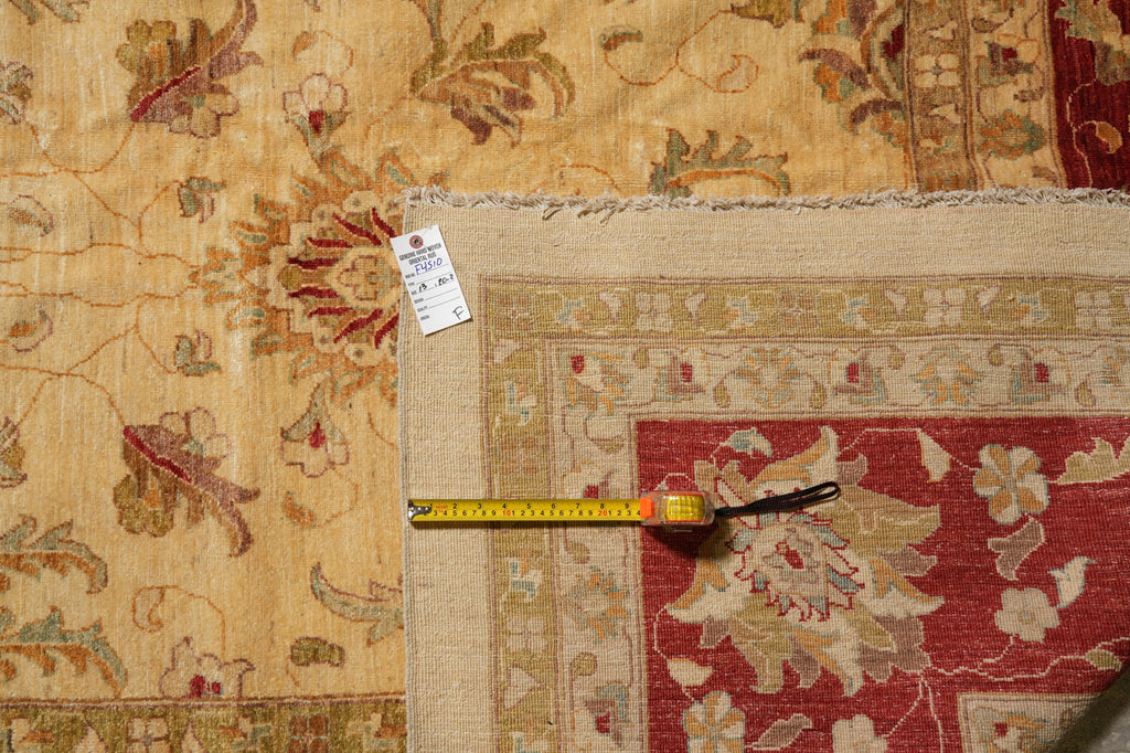 13 x 20 Natural Quality Wool Chobi Peshawar Rug Beige Coral #F-4510