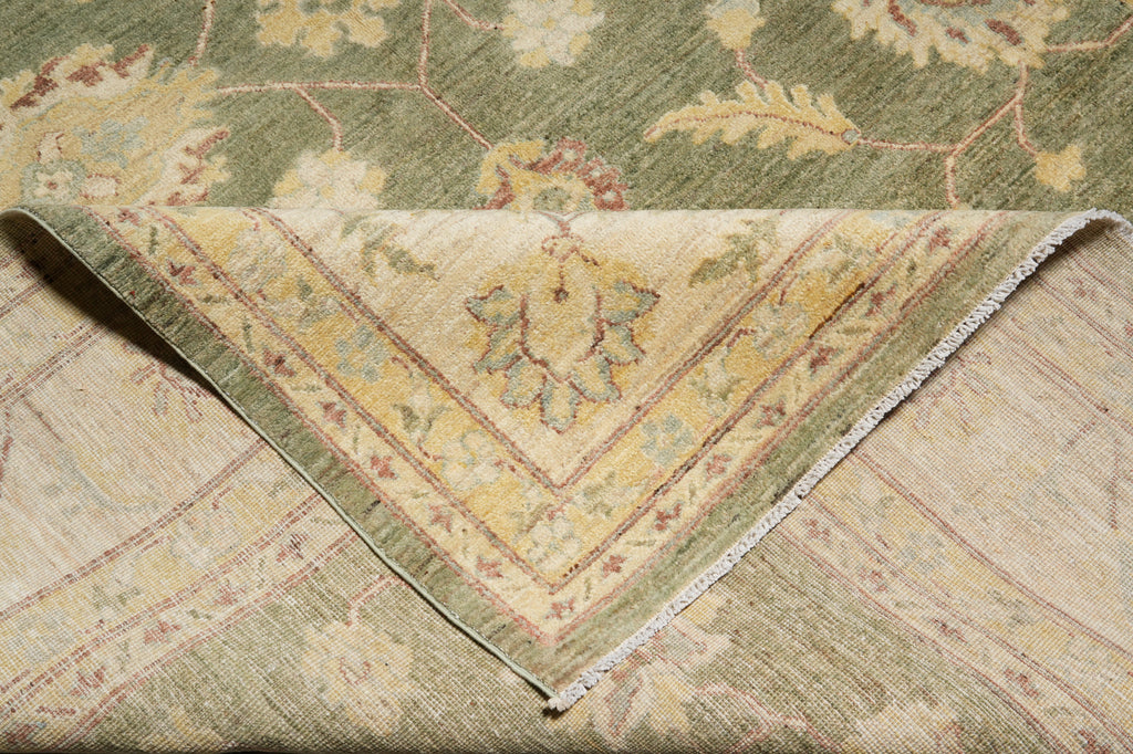8.6 x 11 Green Chobi Peshawar Zigler Quality Natural Wool Rug #B-75511