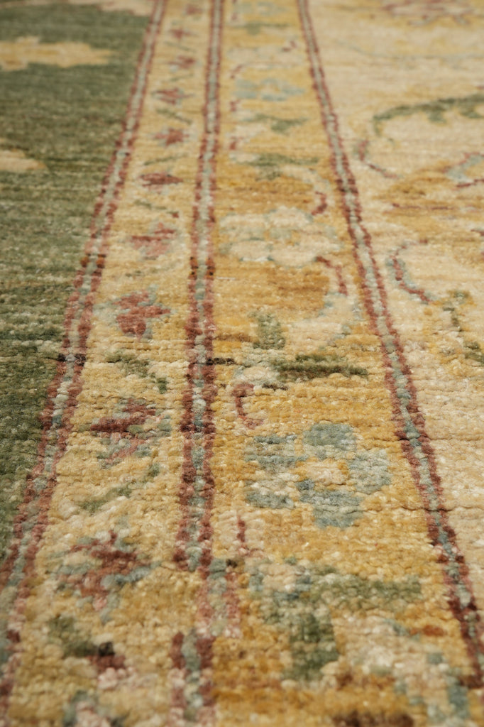 8.6 x 11 Green Chobi Peshawar Zigler Quality Natural Wool Rug #B-75511
