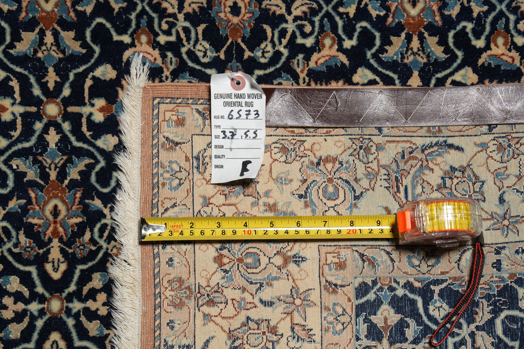 3.7 x 5.5 Fine Authentic Persian Nain Rug 6 LA Wool and Silk 400 KPSI #F-6573