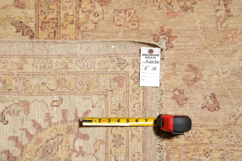 9 x 12 Quality Chobi Peshawar Rug Neutral Light Green Gold #F-4250