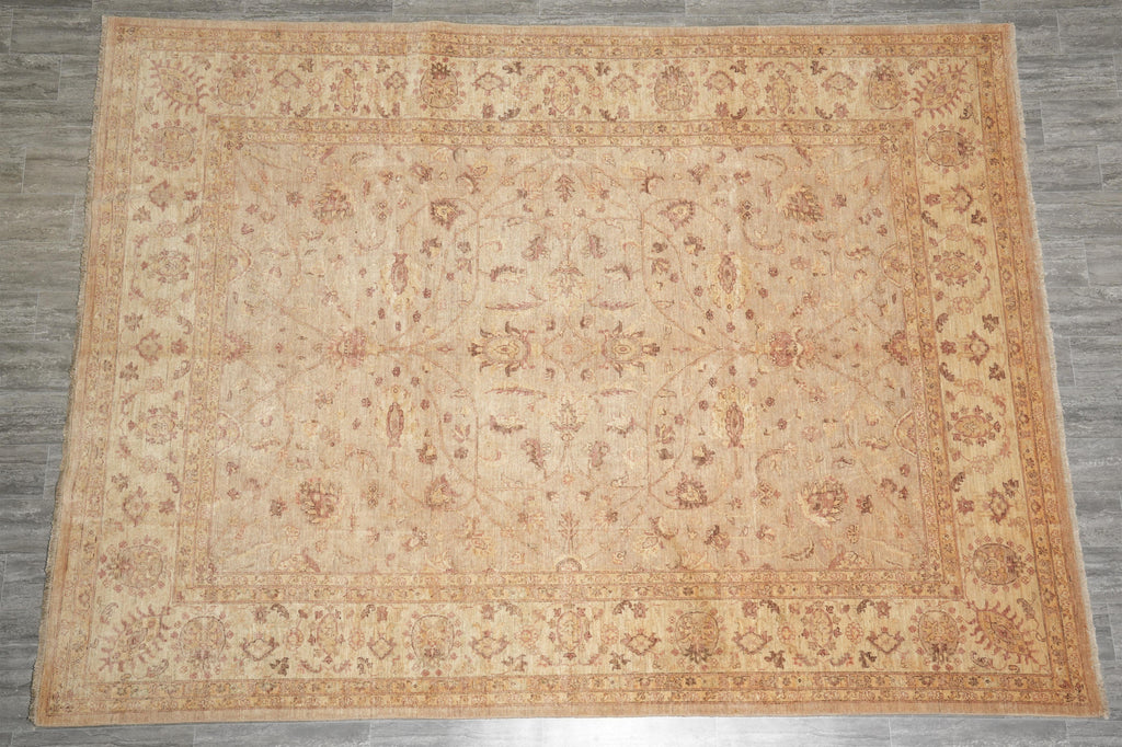 9 x 12 Quality Chobi Peshawar Rug Neutral Light Green Gold #F-4250