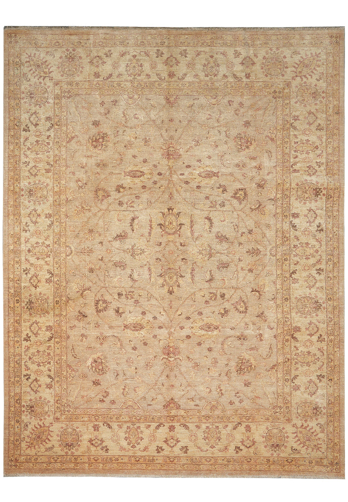 9 x 12 Quality Chobi Peshawar Rug Neutral Light Green Gold #F-4250