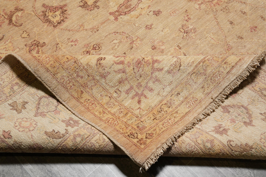 9 x 12 Quality Chobi Peshawar Rug Neutral Light Green Gold #F-4250