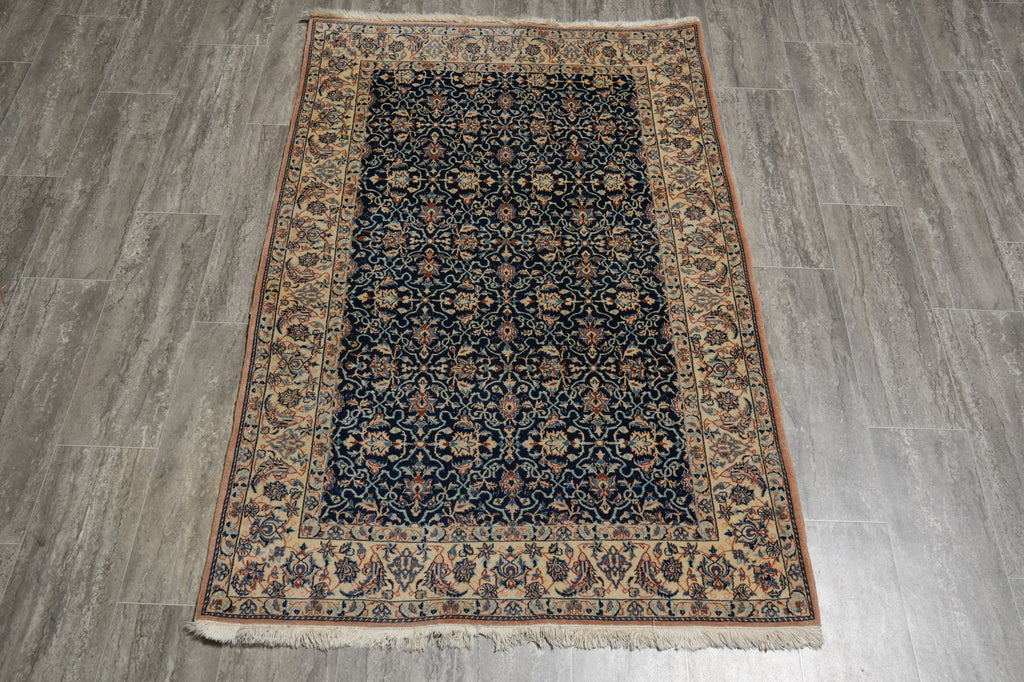 3.7 x 5.5 Fine Authentic Persian Nain Rug 6 LA Wool and Silk 400 KPSI #F-6573