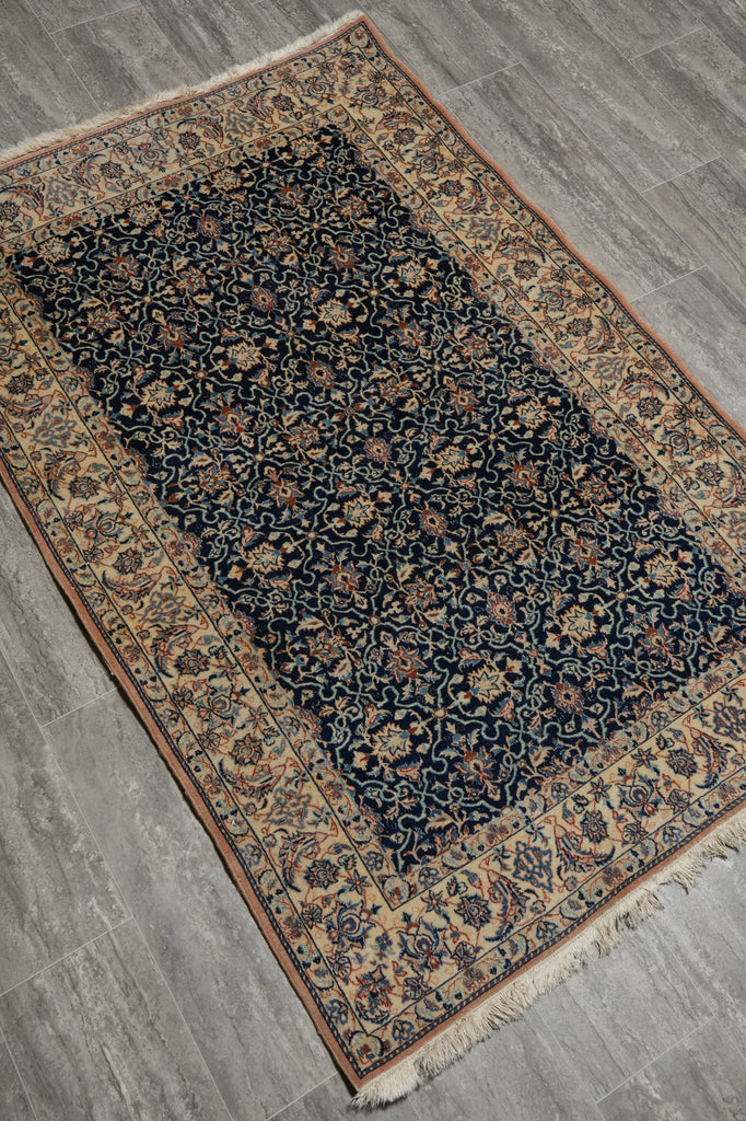 3.7 x 5.5 Fine Authentic Persian Nain Rug 6 LA Wool and Silk 400 KPSI #F-6573