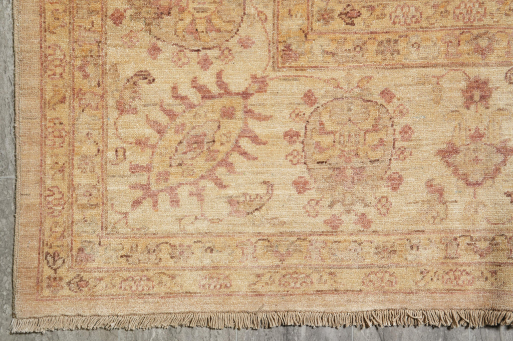 9 x 12 Quality Chobi Peshawar Rug Neutral Light Green Gold #F-4250