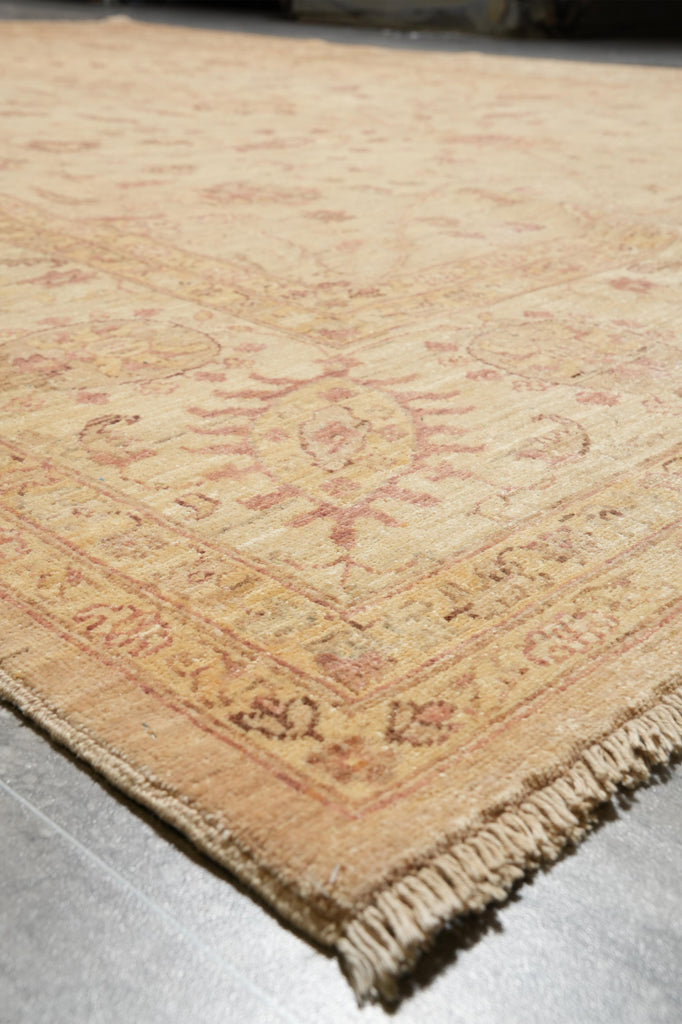 9 x 12 Quality Chobi Peshawar Rug Neutral Light Green Gold #F-4250