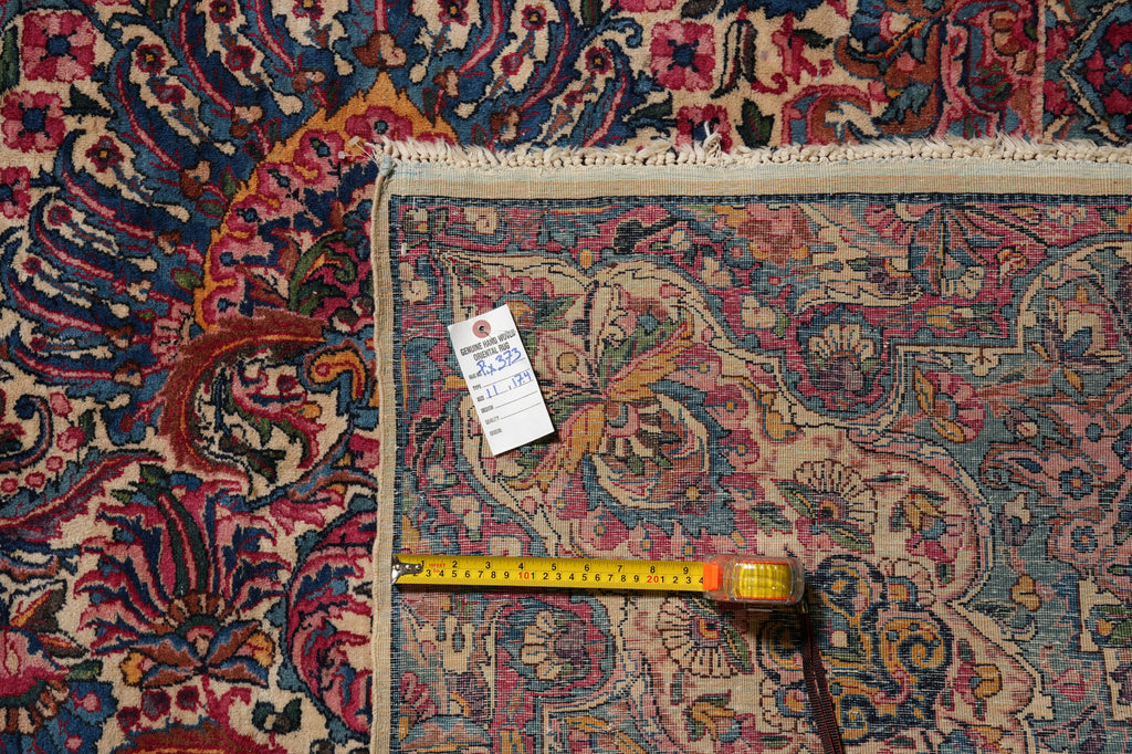 11 x 17.4 Antique Persian Lavar Kerman Rug Iran 1940's #PIX-373
