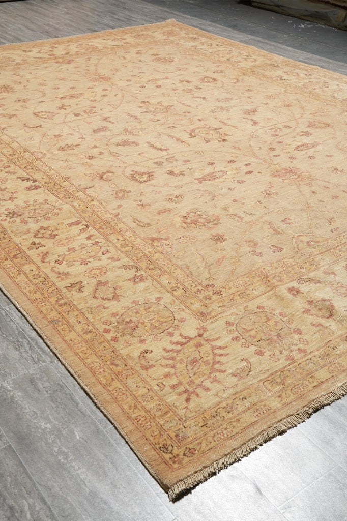 9 x 12 Quality Chobi Peshawar Rug Neutral Light Green Gold #F-4250