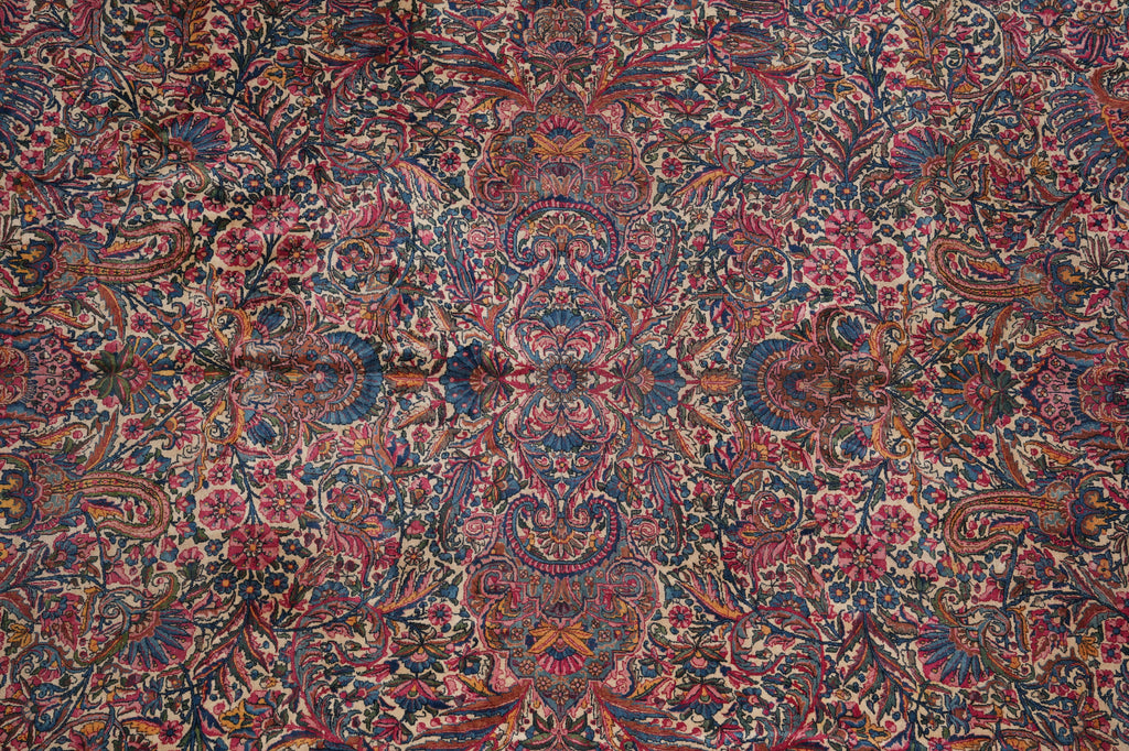 11 x 17.4 Antique Persian Lavar Kerman Rug Iran 1940's #PIX-373