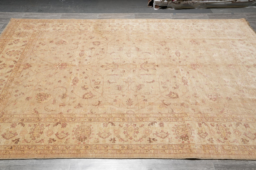 9 x 12 Quality Chobi Peshawar Rug Neutral Light Green Gold #F-4250