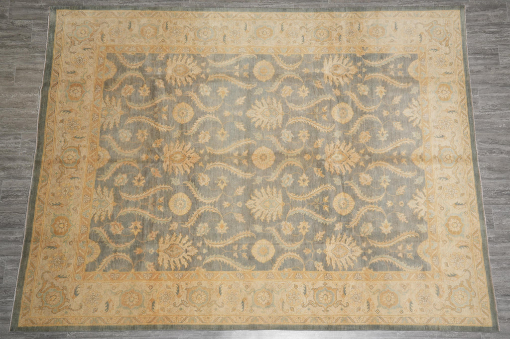 9 x 11.7 Sage green Chobi Peshawar Rug #F-4251