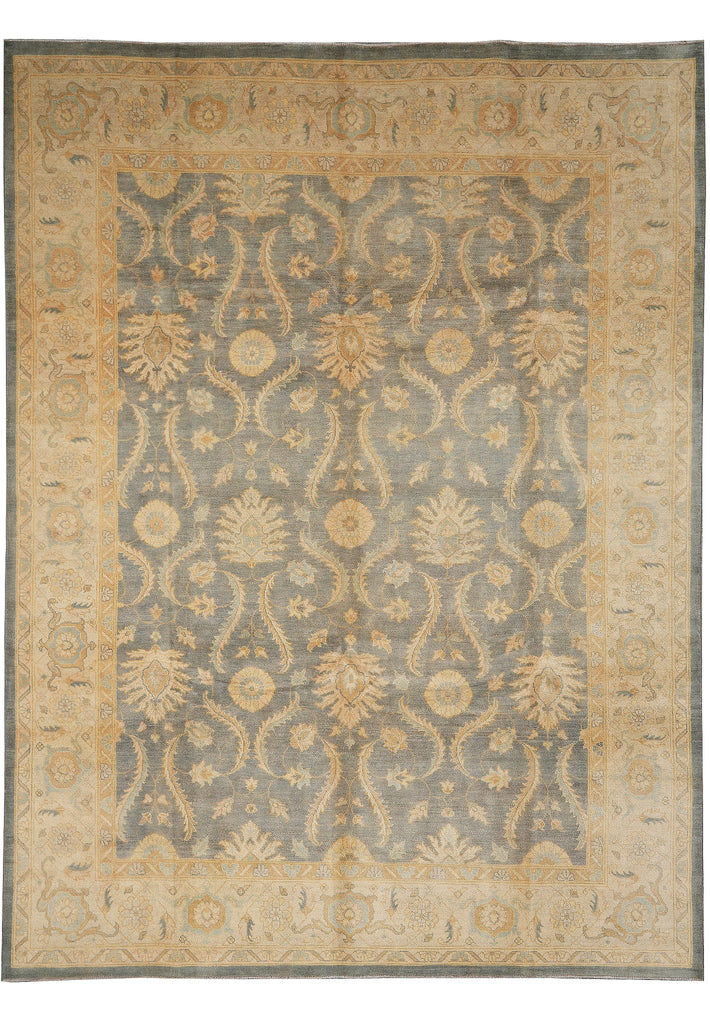 9 x 11.7 Sage green Chobi Peshawar Rug #F-4251