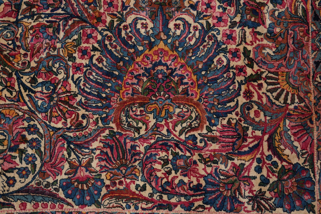 11 x 17.4 Antique Persian Lavar Kerman Rug Iran 1940's #PIX-373
