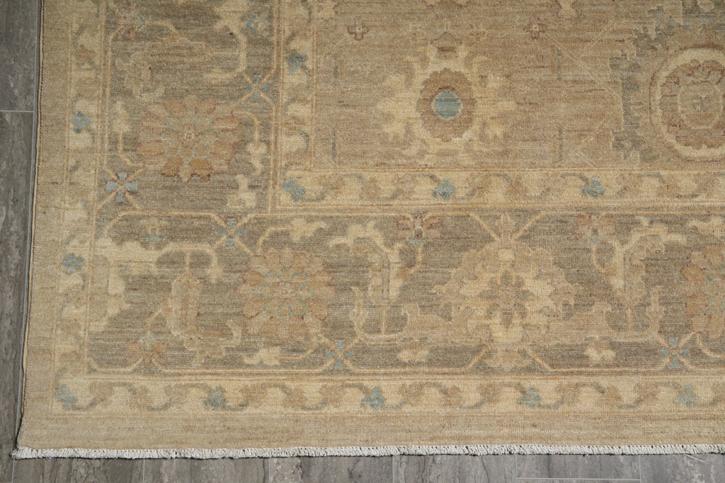 10 x 14 New Oushak Rug Warm Neutral Sage Natural Wool Neutral Colors Taup Green #PK-297
