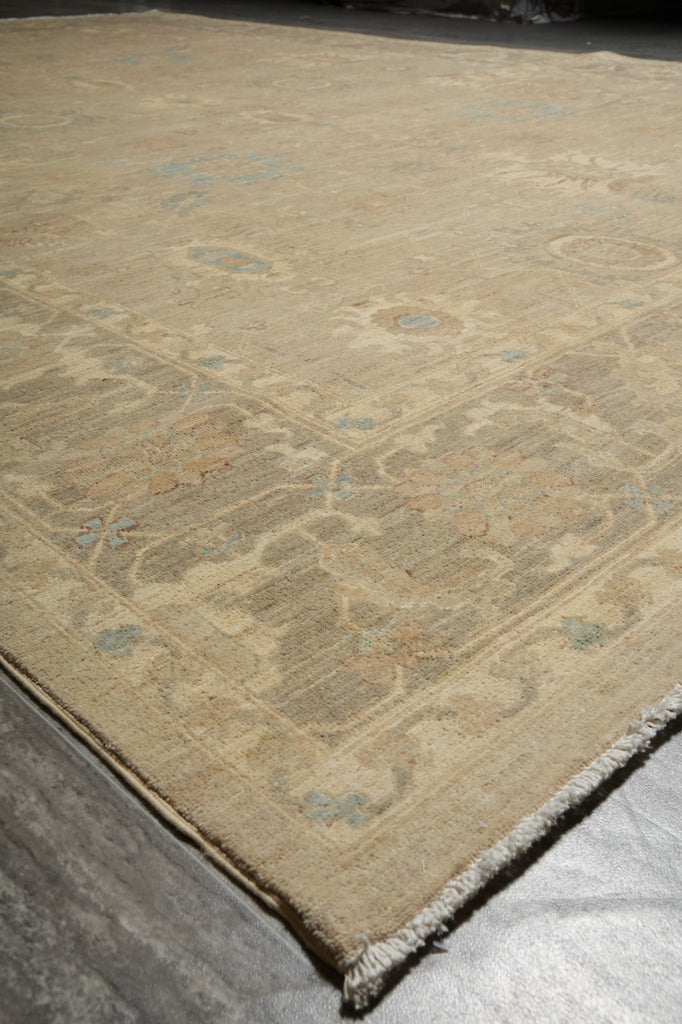 10 x 14 New Oushak Rug Warm Neutral Sage Natural Wool Neutral Colors Taup Green #PK-297